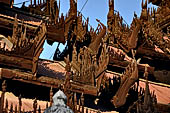Myanmar - Mandalay, Shwe In Bin Kyaung a wonderful example of the Burmese unique teak architecture and wood-carving art. 